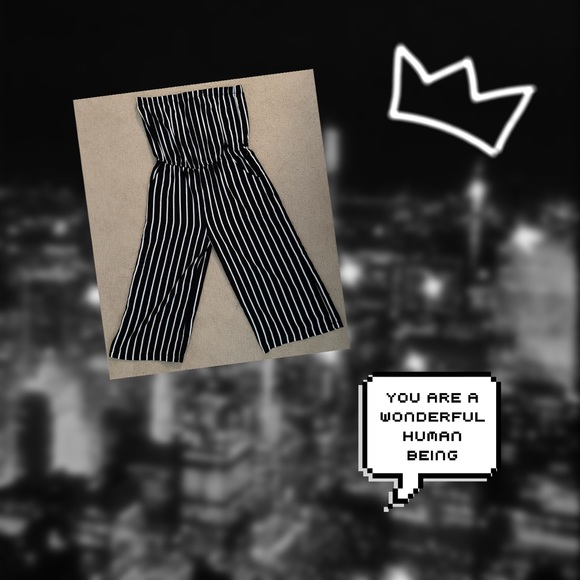 Black and White Stripped Jumpsuit - Picture 1 of 3
